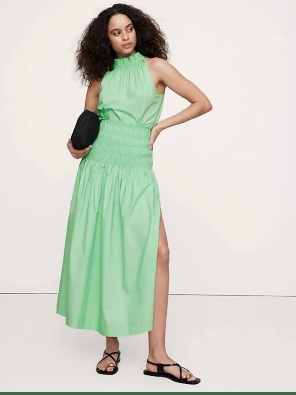 Banana Republic Jade Green poplin Smocked Waist Skirt and top Set